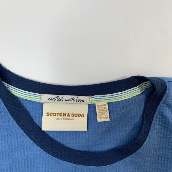 Scotch & Soda Shirt Mens XL Extra Large Copen Blue Stretch Cotton Crew Neck Tee - Picture 5 of 11